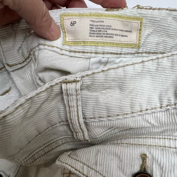 Loft Mid Rise Flap Pocket White Stretch Slim Boot Micro Corduroy Women's Pant 6P - Picture 5 of 10